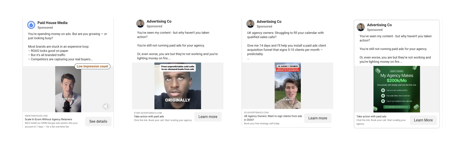 Example paid ad creatives across Meta