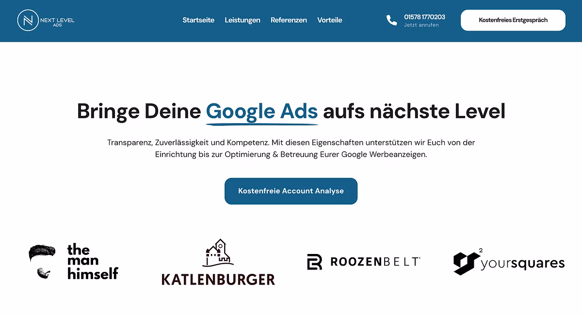 Next Level Ads landing page