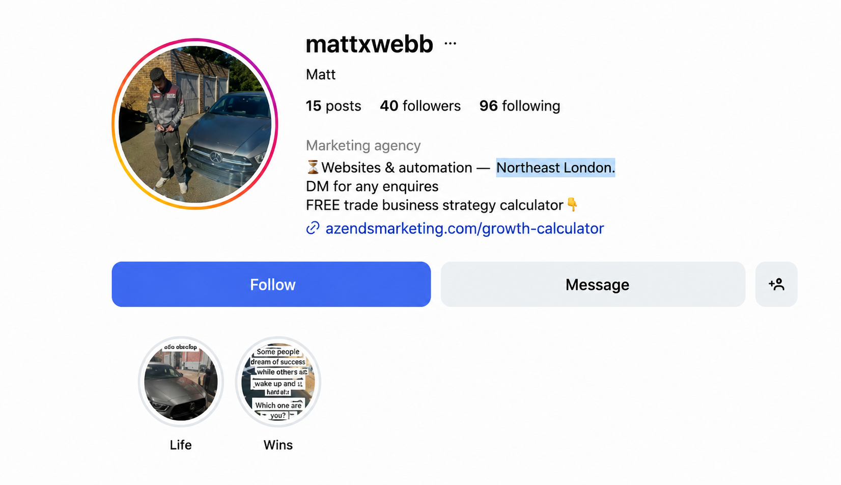 Matt Webb Instagram profile